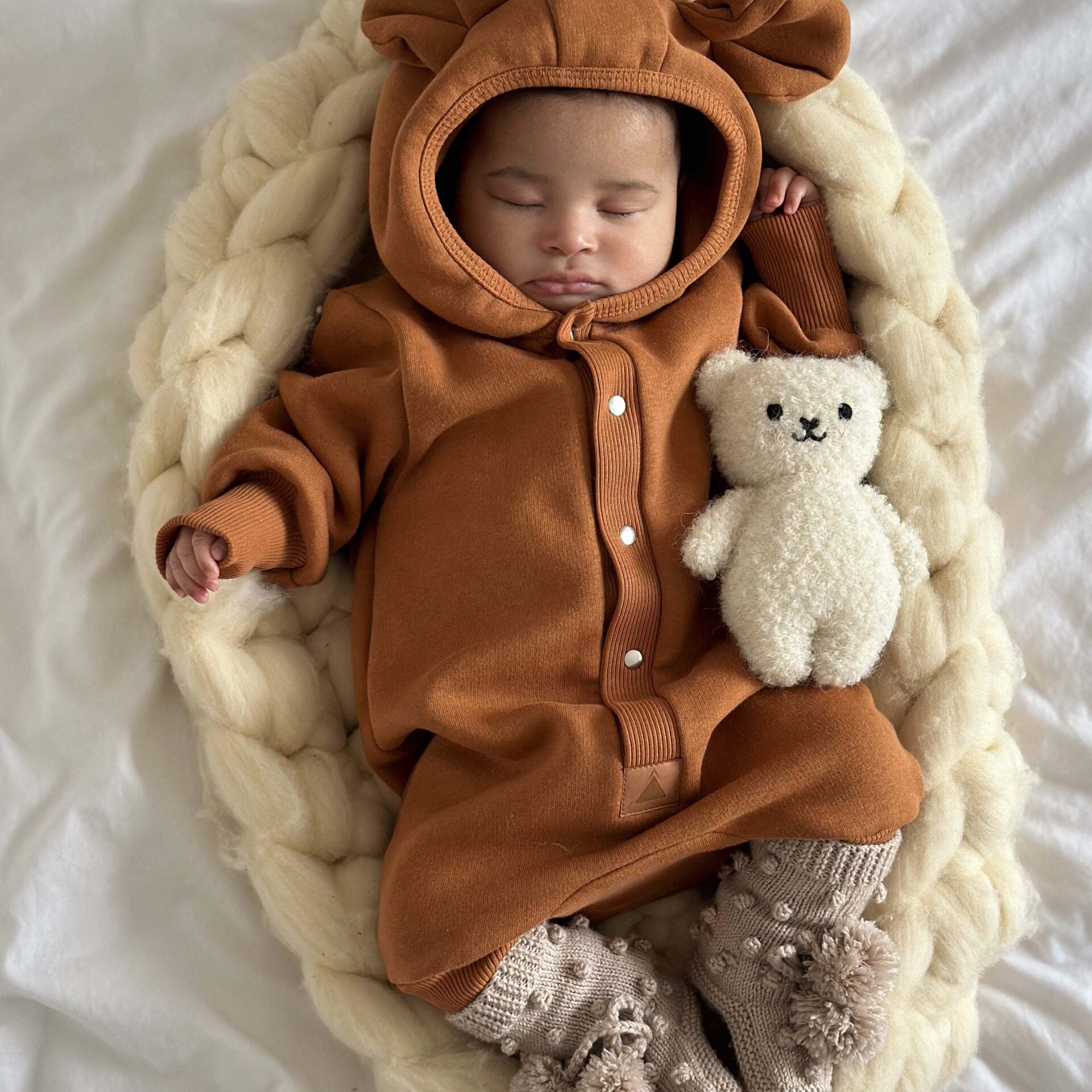 Eared Jumpsuit for Babies and Kids - Cinnamon