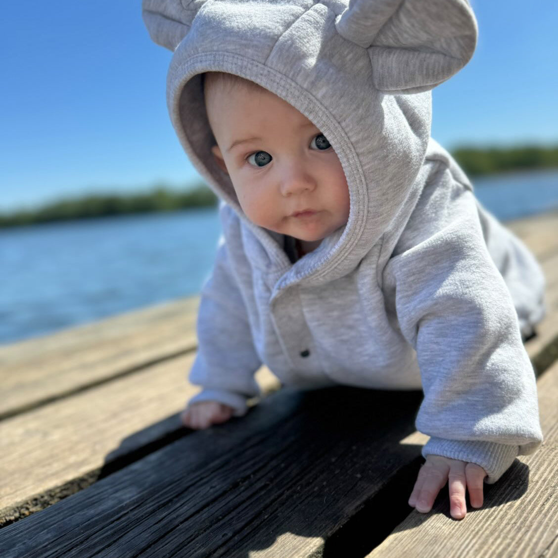 Eared Jumpsuit for Babies and Kids - Melange Grey