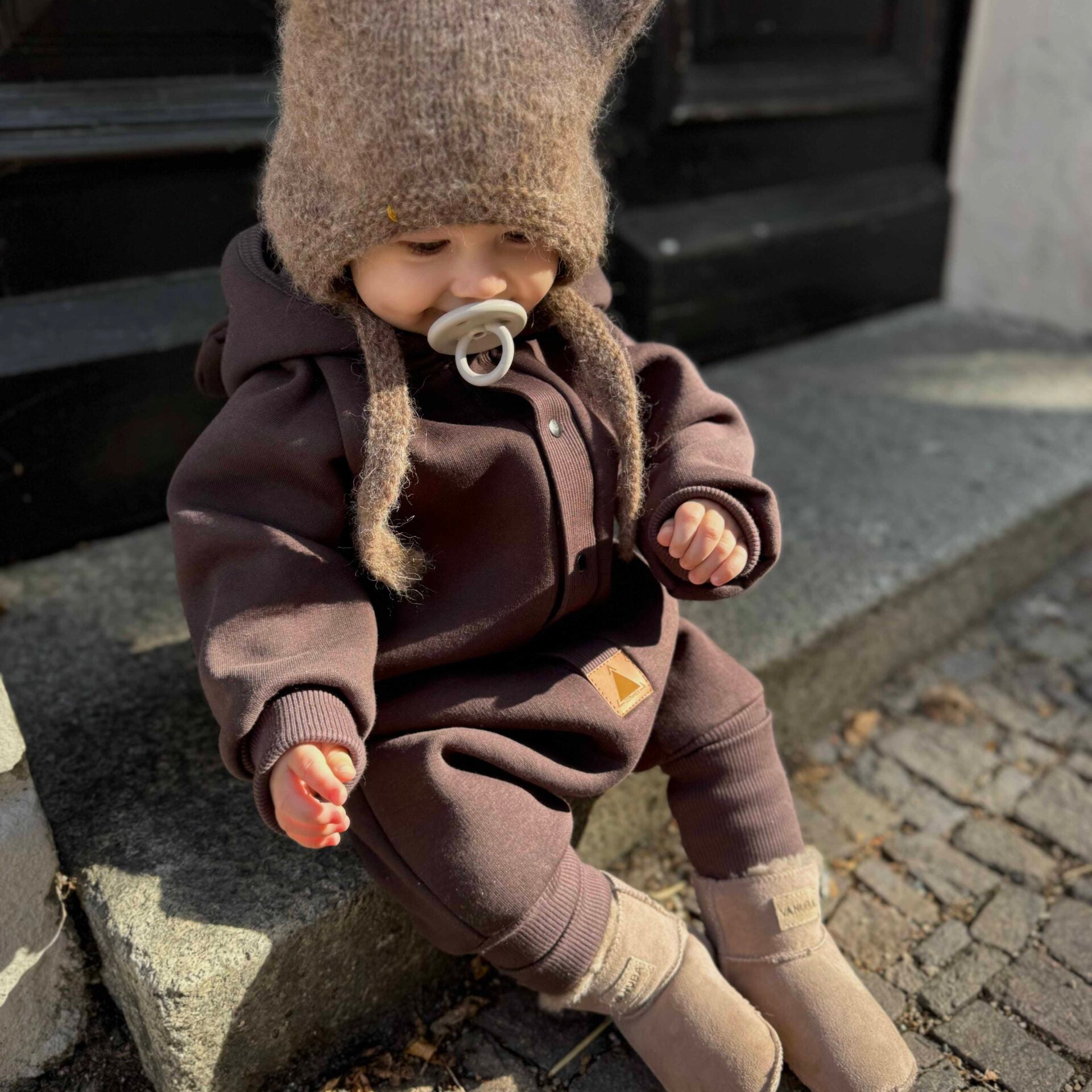 Eared Jumpsuit for Babies and Kids - Chocolate