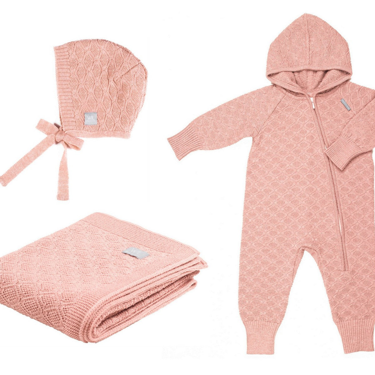 HAPPINESS Gift Set For Baby - Blanket, Romper and Bonnet