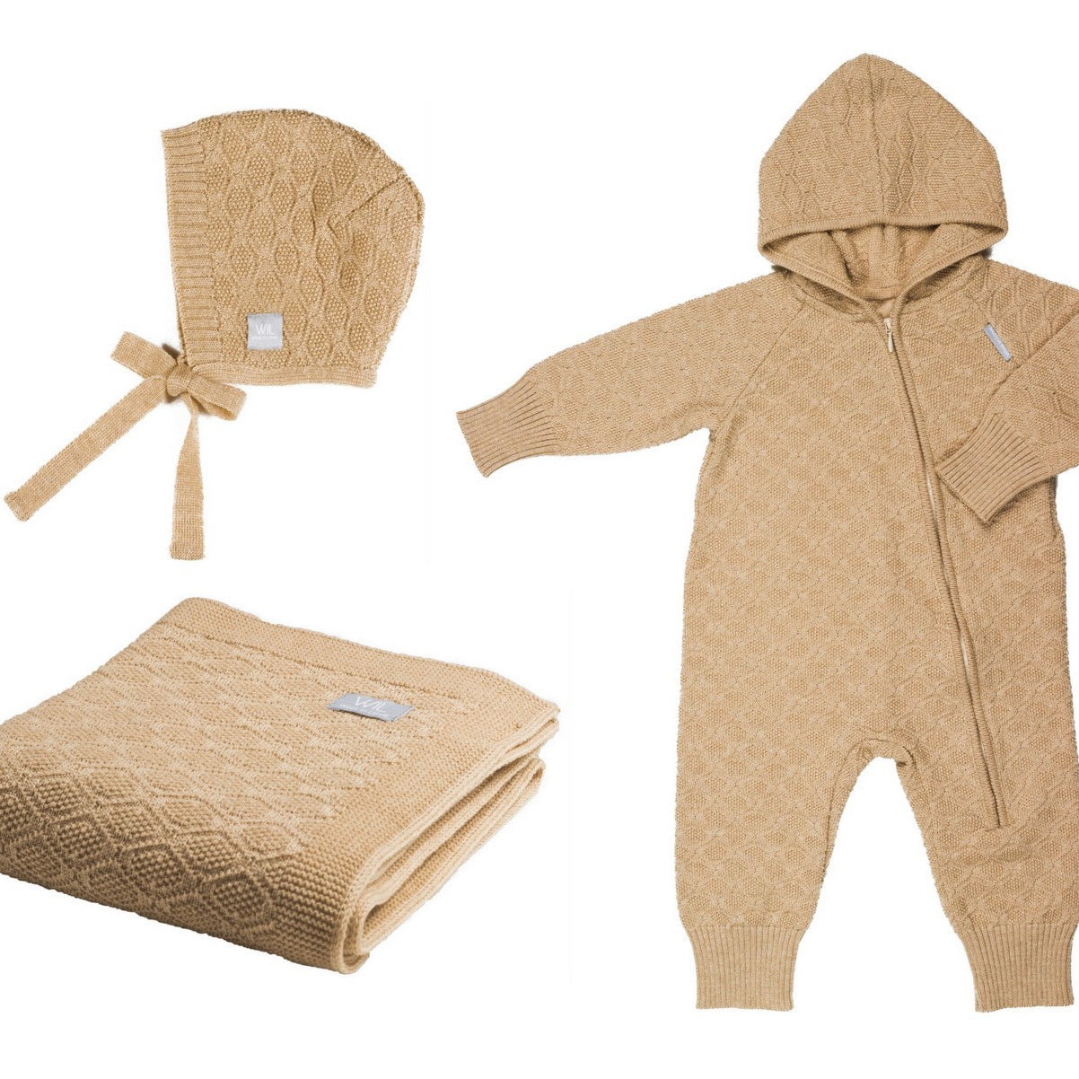 HAPPINESS Gift Set For Baby - Blanket, Romper and Bonnet