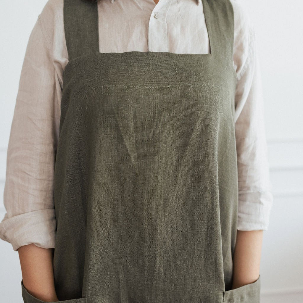 Linen Crossed Back Apron