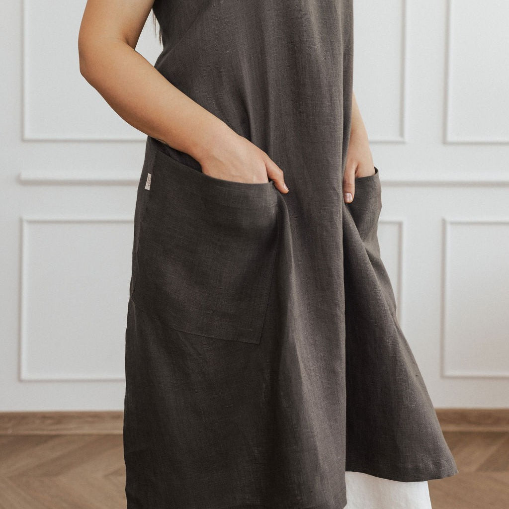Linen Crossed Back Apron