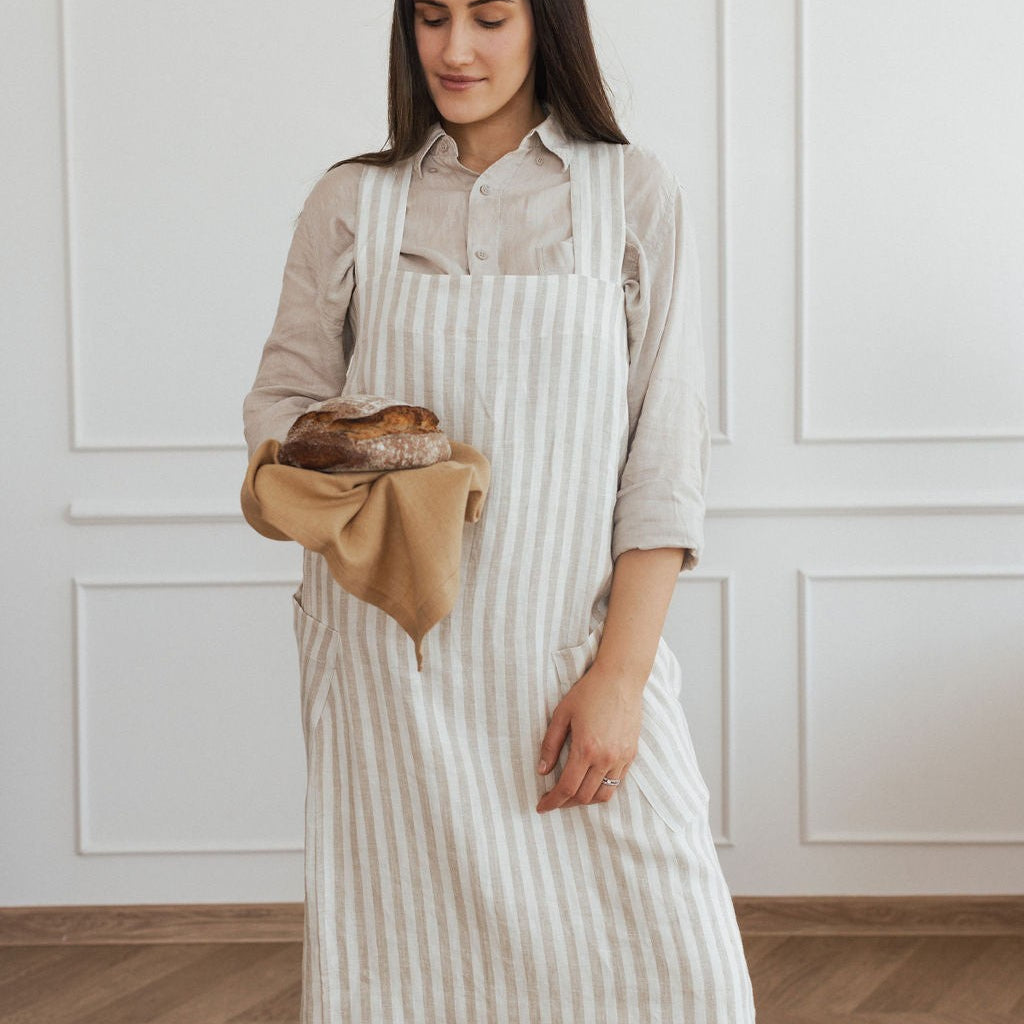 Linen Crossed Back Apron