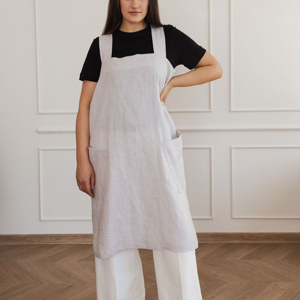 Linen Crossed Back Apron