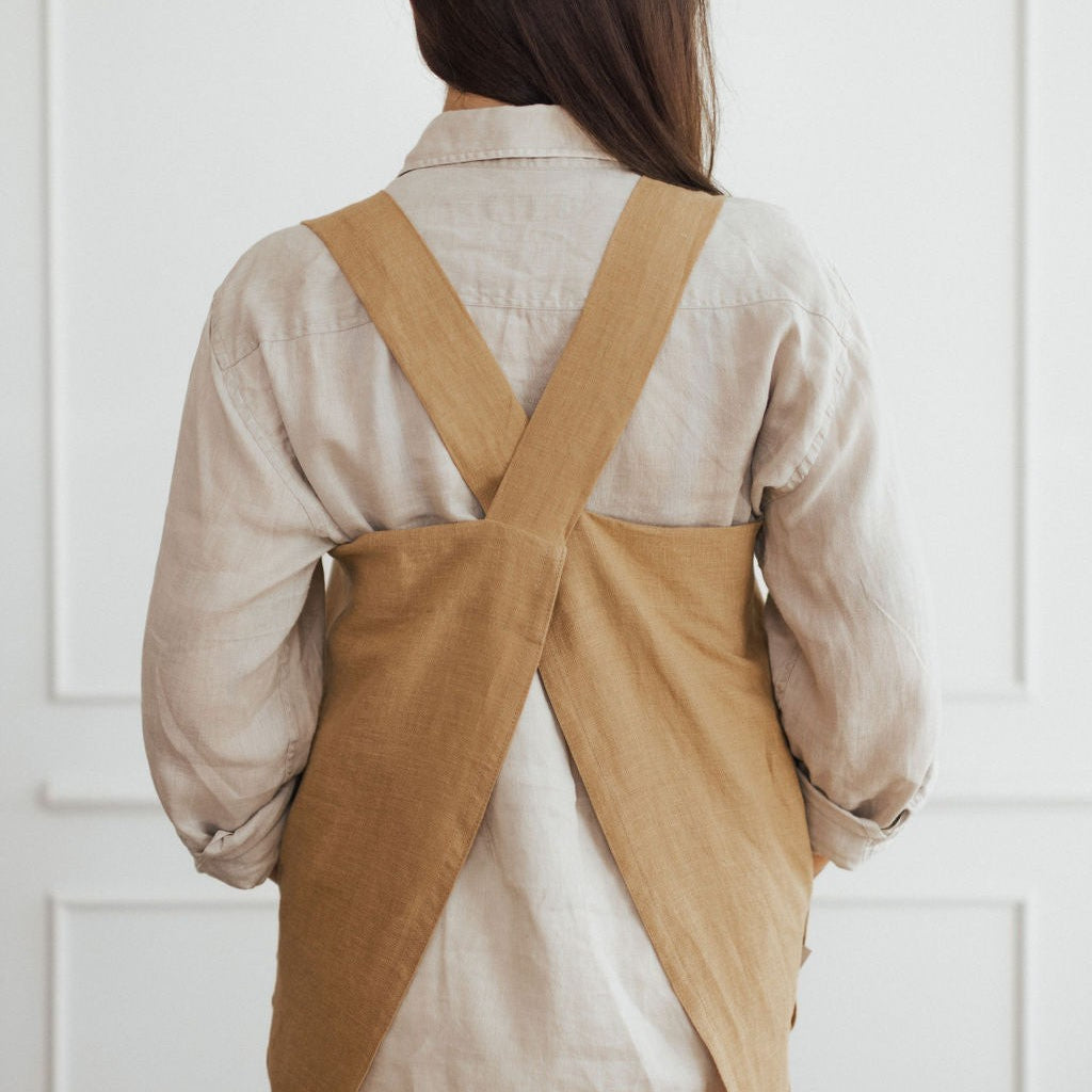 Linen Crossed Back Apron