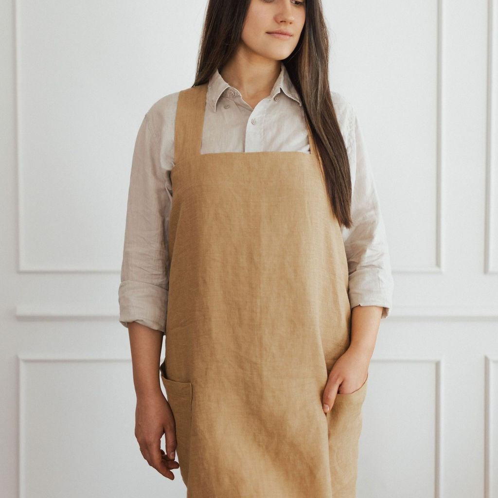 Linen Crossed Back Apron