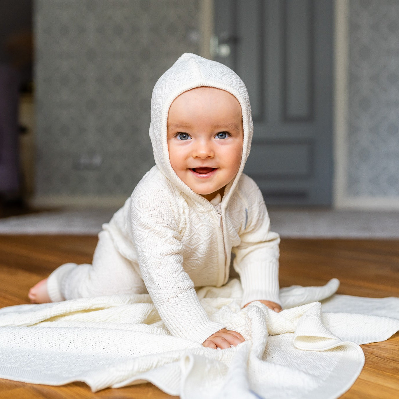 Merino wool baby blanket HAPPINESS