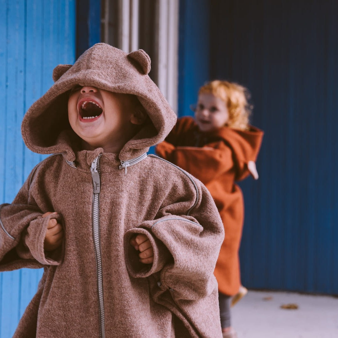 Merino Wool Car Poncho For Kids - Bear