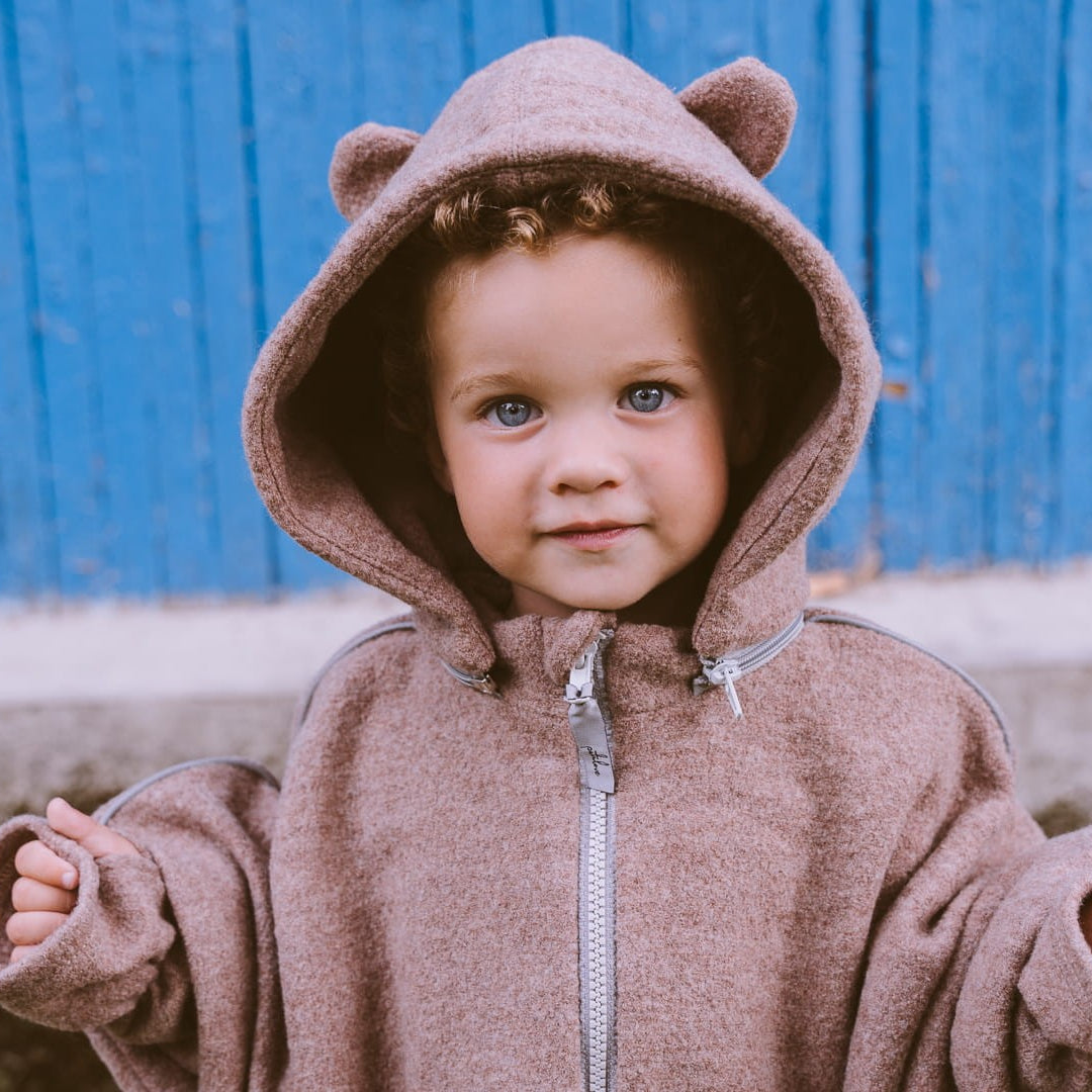 Merino Wool Car Poncho For Kids - Bear