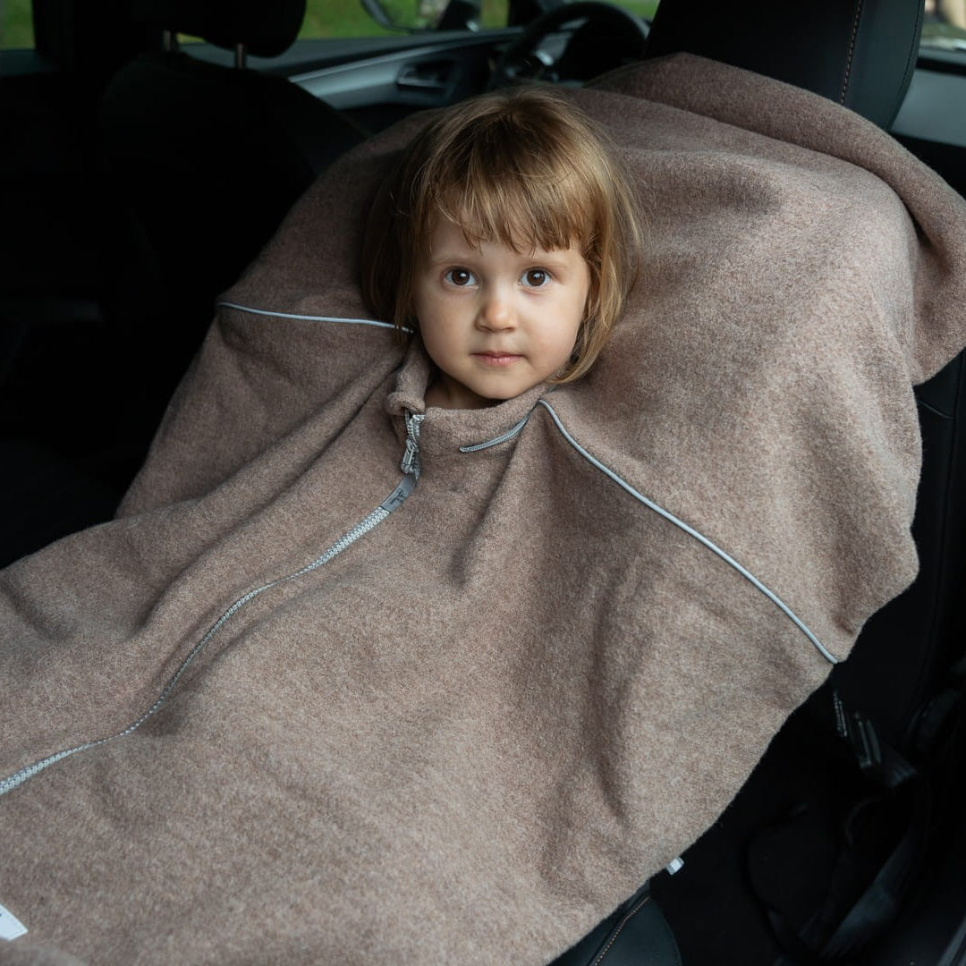 Merino Wool Car Poncho For Kids - Bear