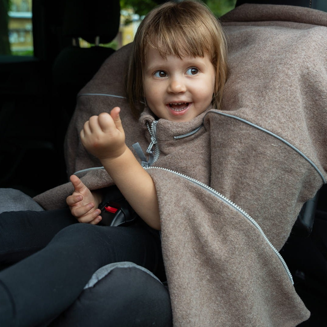 Merino Wool Car Poncho For Kids - Bear