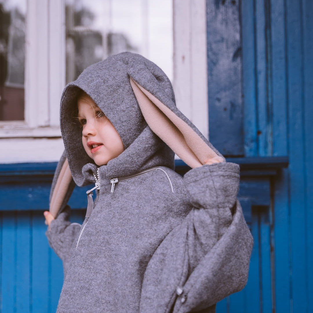 Merino Wool Car Poncho For Kids - Bunny