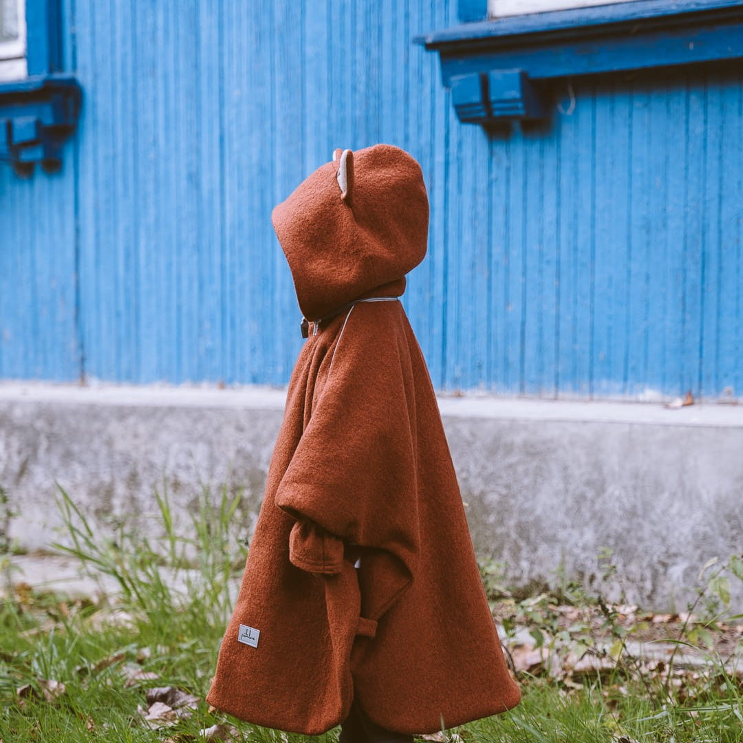 Merino Wool Car Poncho For Kids - Fox