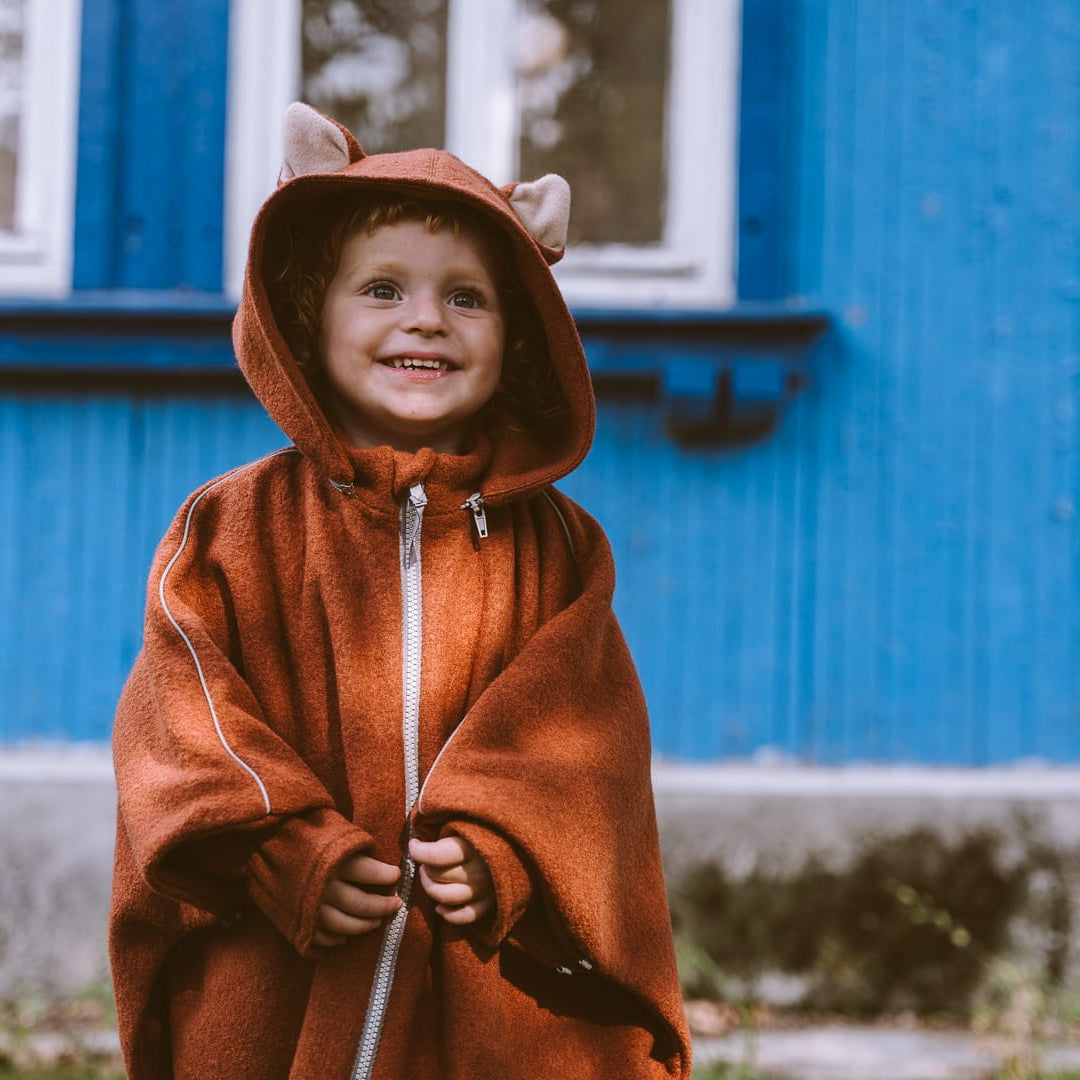 Merino Wool Car Poncho For Kids - Fox