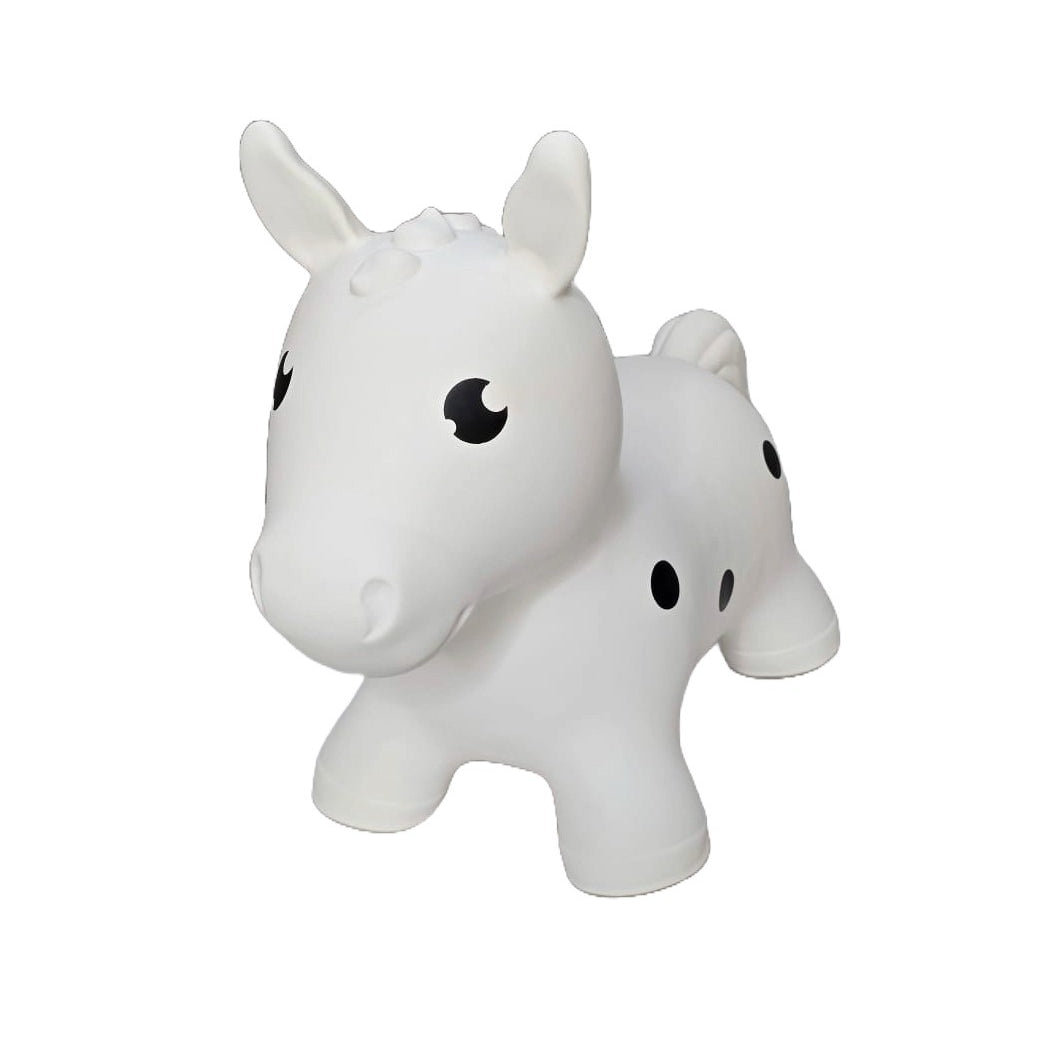 Valkoinen pomppuhevonen - hyppylelu lapselle