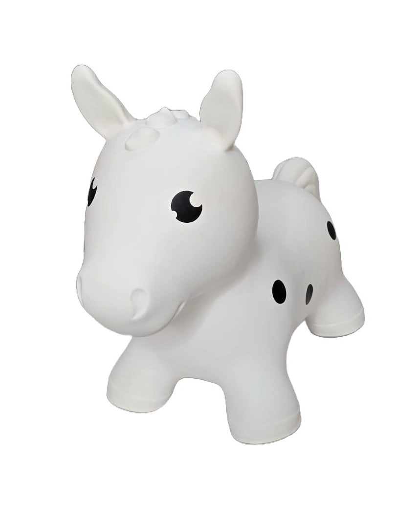 Valkoinen pomppuhevonen - hyppylelu lapselle