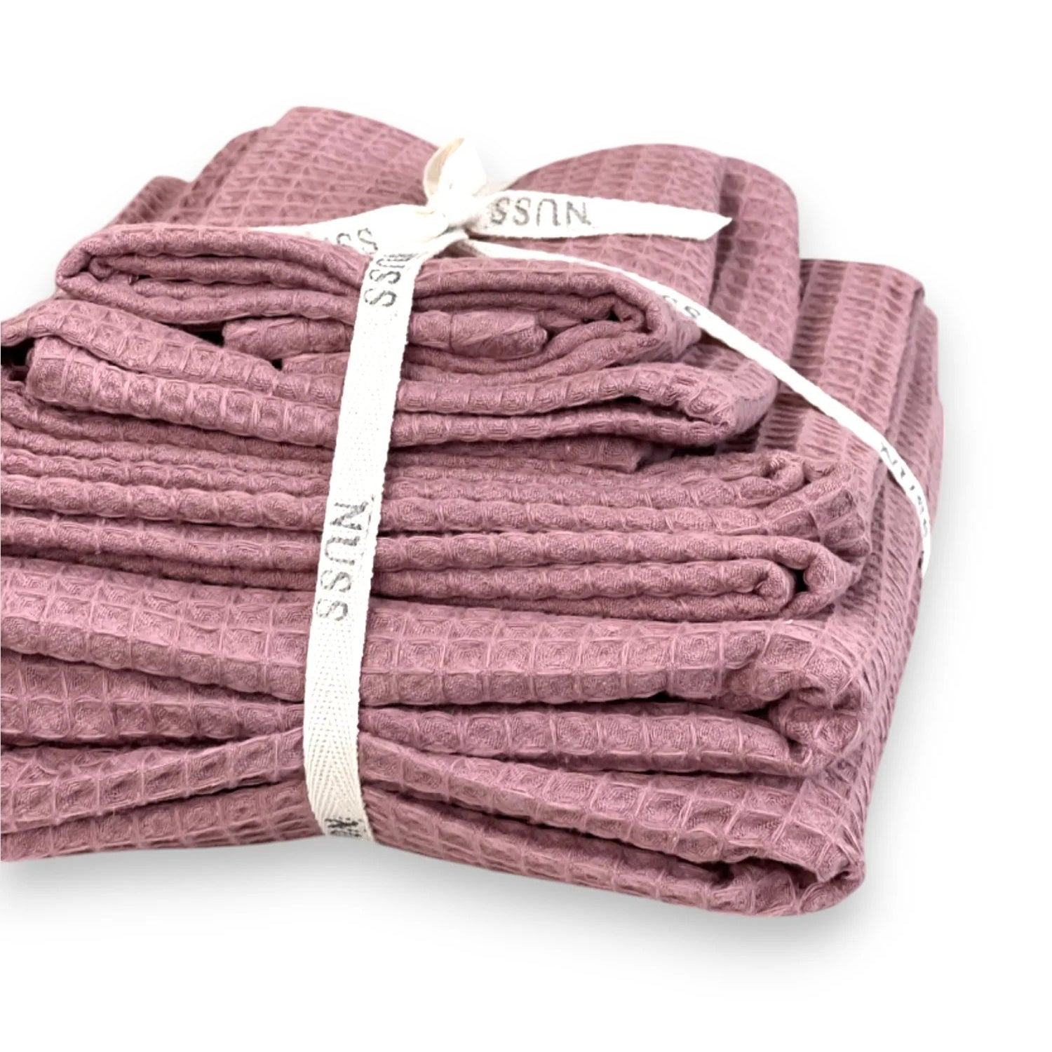 Organic Waffle Cotton Towel - Old Pink
