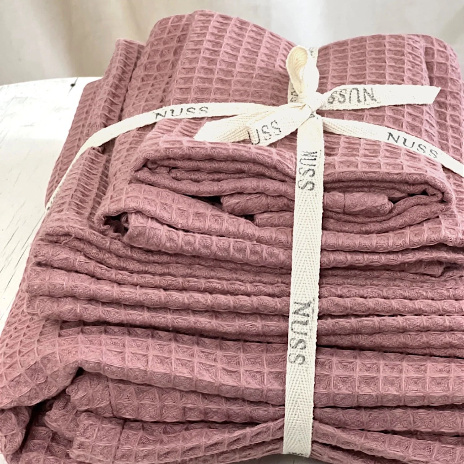 Organic Waffle Cotton Towel - Old Pink