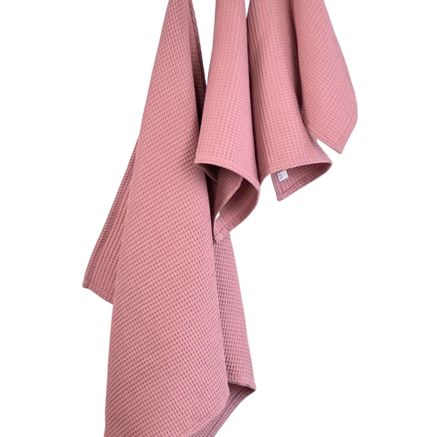 Organic Waffle Cotton Towel - Old Pink