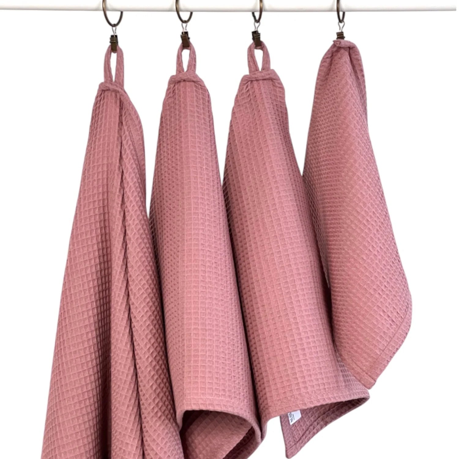 Organic Waffle Cotton Towel - Old Pink