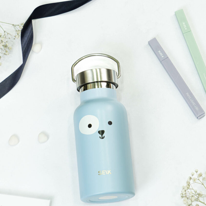 Water Bottle / Thermos – Puppy – Blue 350ml Stainless Steel