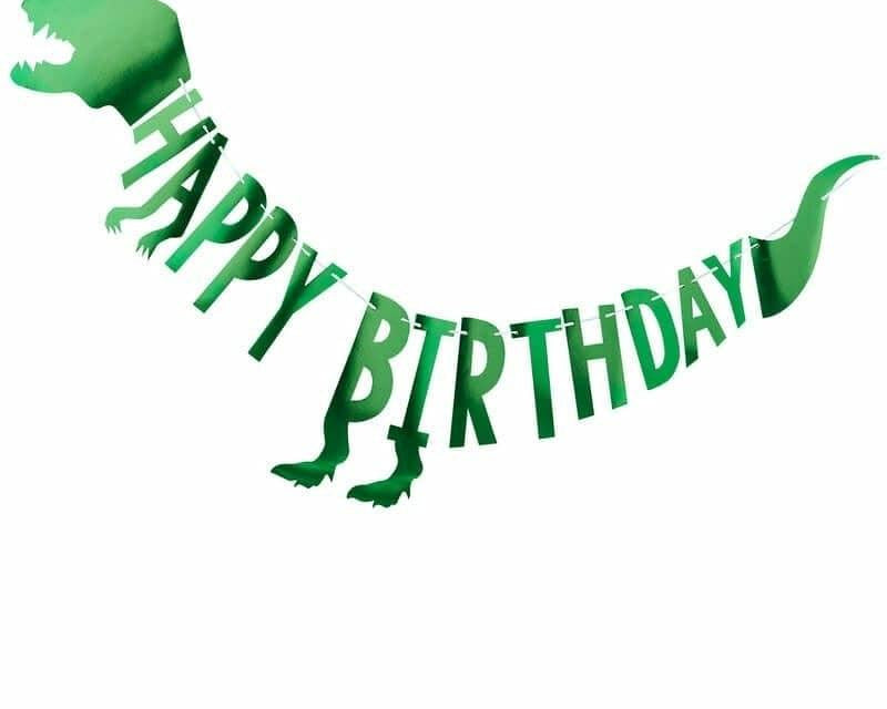 "Dinoparty" koristenauha / metallinhohtovihreä - Decora House