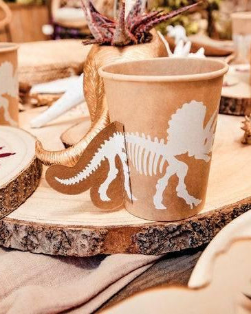 "Dinoparty" pahvimukit 8 kpl / kraft - Decora House