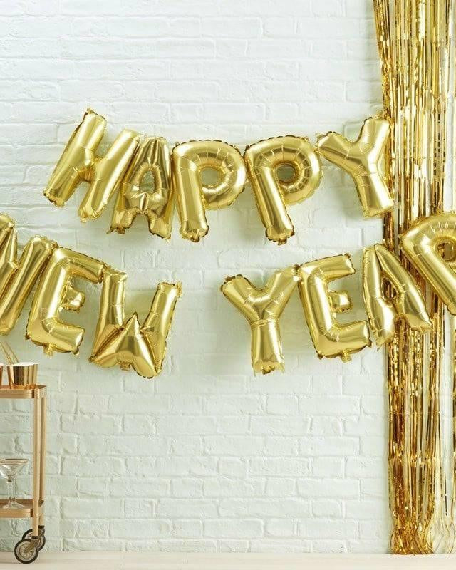 "Happy New Year" foliopallo / kulta - Decora House
