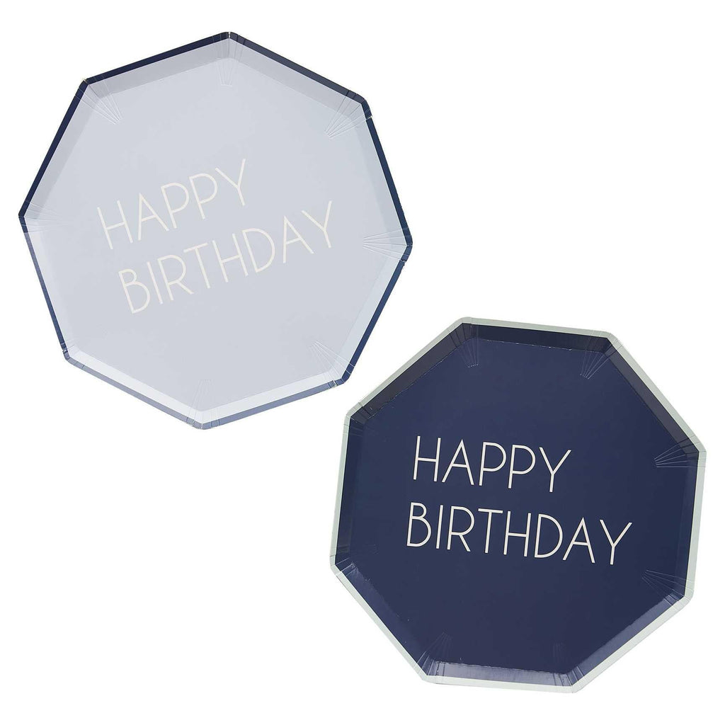 Isot lautaset "Happy Birthday" / navy & blue 8 kpl - Decora House