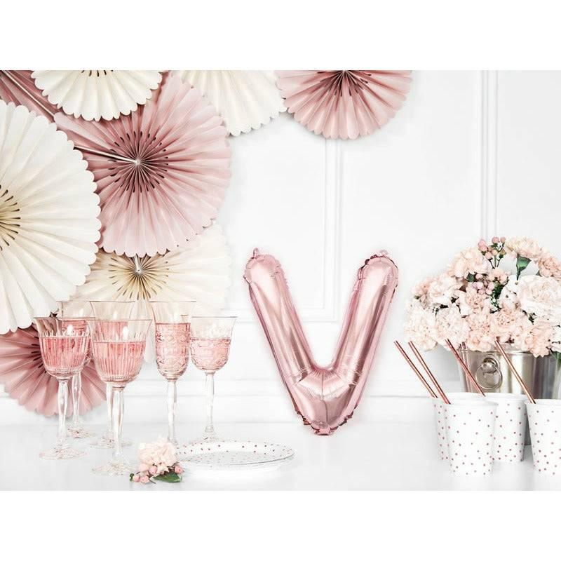 Kirjainfoliopallo V / ruusukulta 35 cm - Decora House