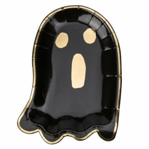 "Kummitus" lautaset 8 kpl, musta-kulta - Decora House