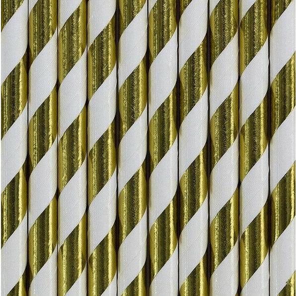 Paperipillit "Stripes" / metallinhohto kulta 10 kpl - Decora House