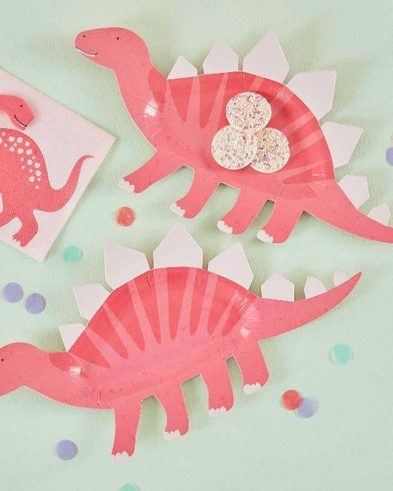 "Pink Dinoparty" pienet lautaset 8 kpl - Decora House