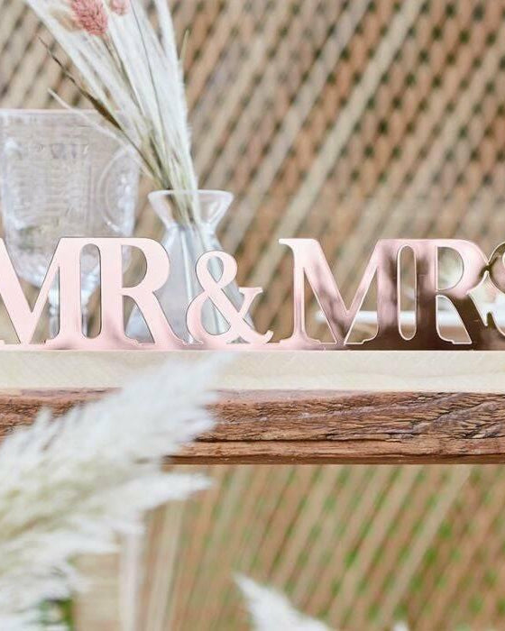 Pöytäkoriste "Mr & Mrs" / ruusukulta - Decora House