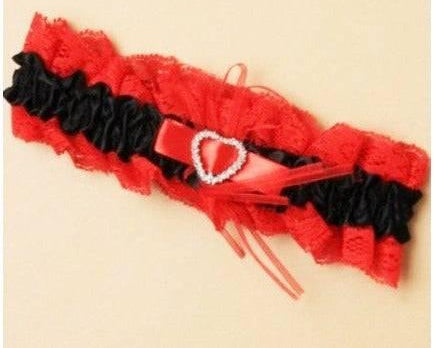 Sukkanauha / glittersydän puna-musta - Decora House