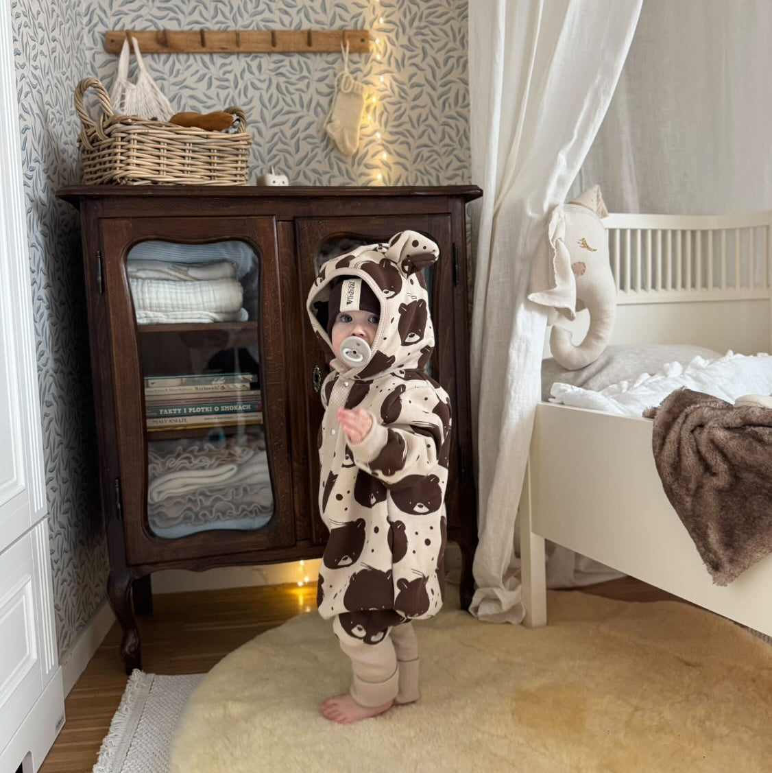 Eared Jumpsuit for Babies and Kids - Beige Bear