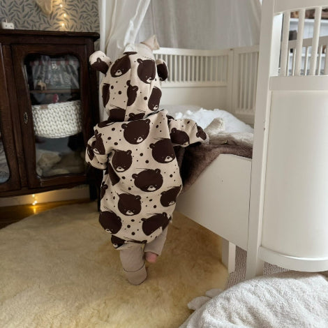 Eared Jumpsuit for Babies and Kids - Beige Bear