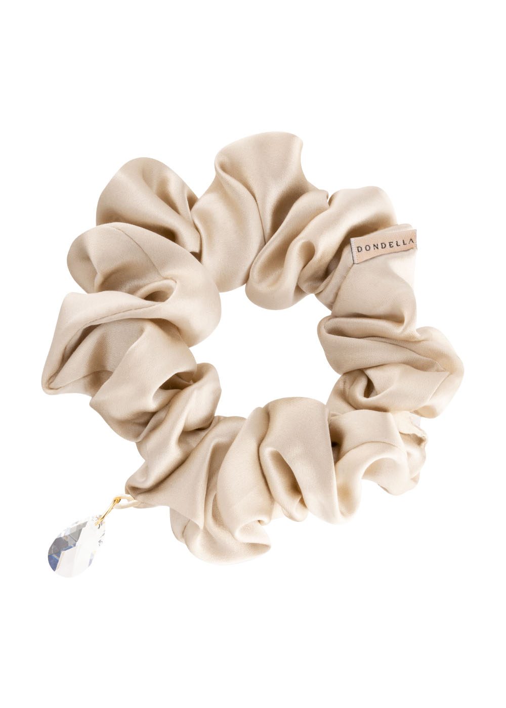 Beige luksussilkkinen scrunchie Mulberry-silkistä – Dondella
