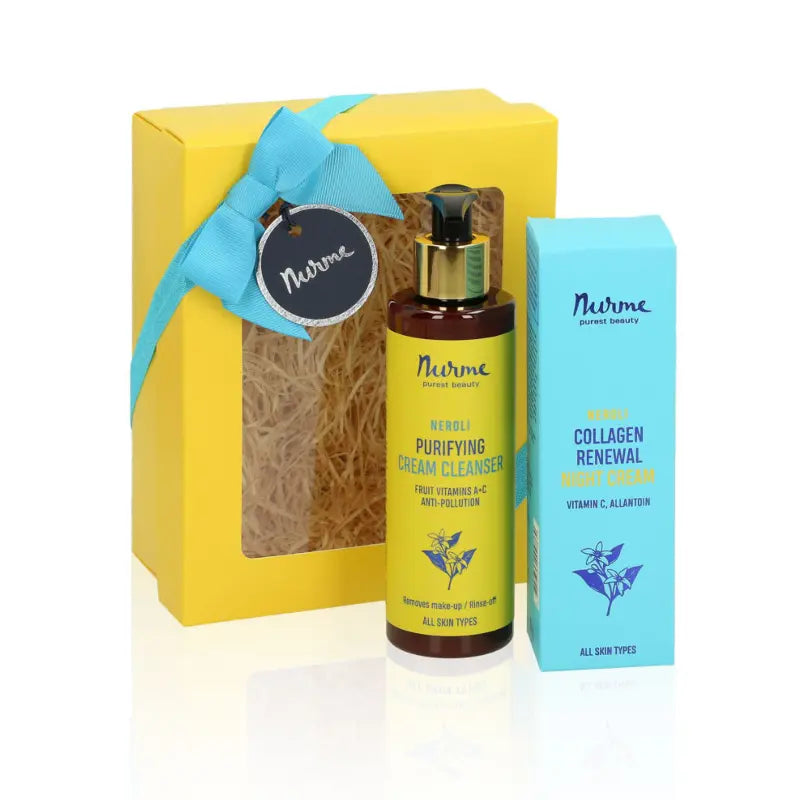 Ihonhoito lahjasetti Nurme Evening Routine neroli puhdistusvaahto ja yövoide luonnonkosmetiikka