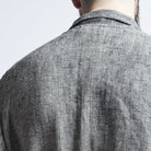 Linen Men's Bathrobe - Black Fishbone