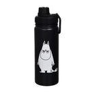 Muumipappa termospullo 500 ml. Vesipullossa musta pohja, jossa valkoinen muumipappa figuuri.