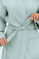 Long Waffle Fabric Robe for Women