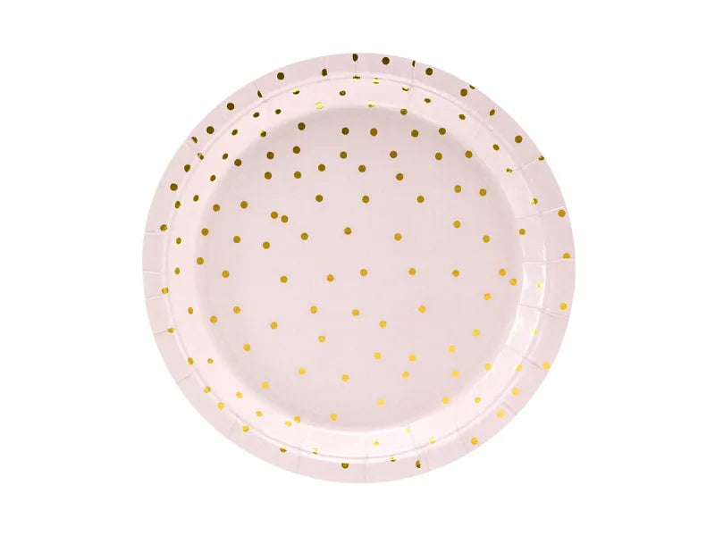 Pahvilautaset Polka Dot - Hennon vaaleanpunainen 18 cm, 6 kpl