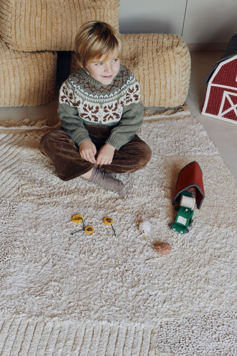 Cotton Play Rug Farm Fields with 7 Cotton Toys, 120x170 cm