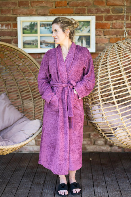 Naisten kylpytakki Bambufroteesta - Tumma violetti