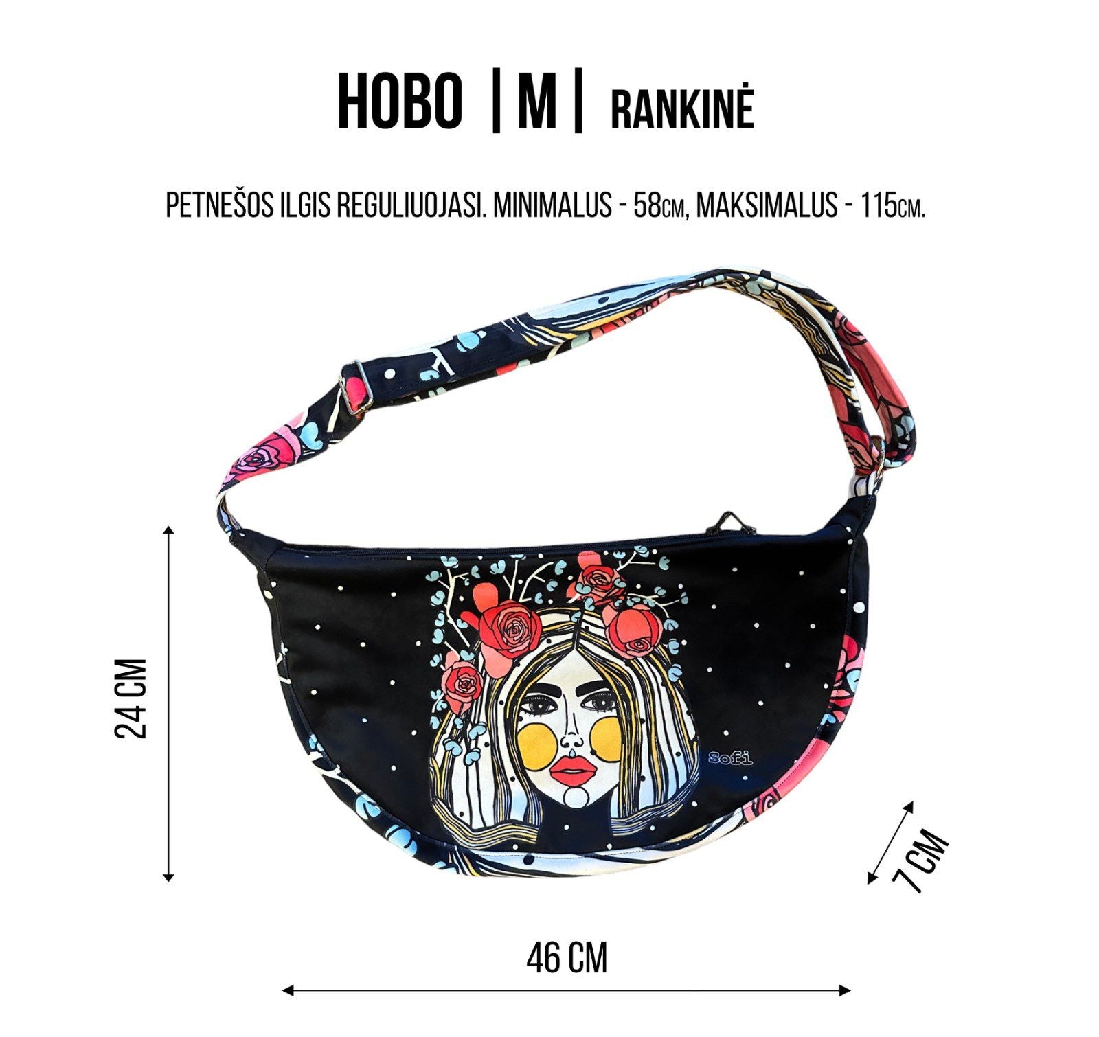 Hobo Bag Heart - Black