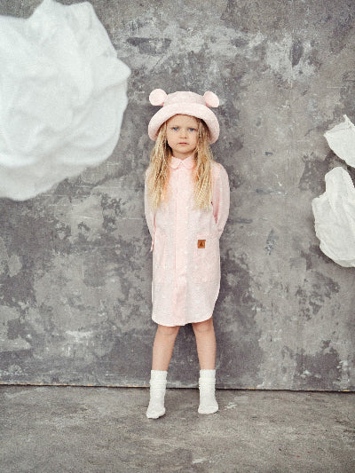 Kids Hat with Ears - Waves on Pink