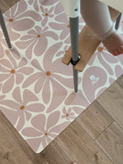 Kids Mealtime Floor Mat, Non-Slip & Waterproof - Daisy Pink
