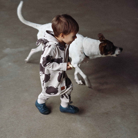 Eared Jumpsuit for Babies and Kids - Beige Bear